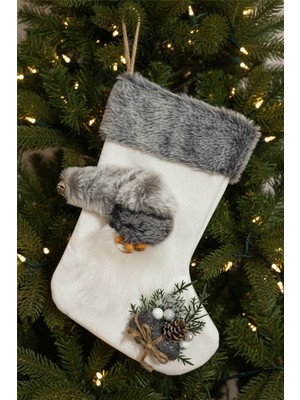 Empressco Renkli Kürklü Kuş Detaylı Noel Çorabı, Şık ve Eğlenceli Hediye Seçeneği