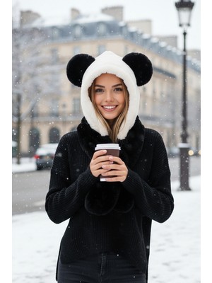 Kapin Panda Boyunluklu Peluş Şapka