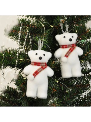 Empressco Yılbaşı Ağacı Süsü, 2'li Beyaz Ayıcık ve Renkli Tasarım Seti