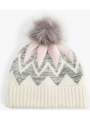 Koton Ponponlu Kış Temalı Katlı Triko Bere