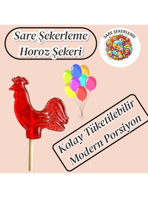 Sare Şekerleme Horoz Şekeri (30'lu) Kutu Kırmızı Renk Karışık Meyve Aromalı Ahşap Saplı (12 Gr)