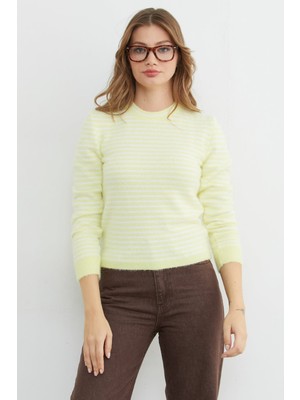 FullaModa Çizgili Sakallı Kazak