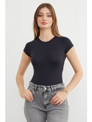 FullaModa Basic Bisiklet Yaka Çıtçıtlı Body