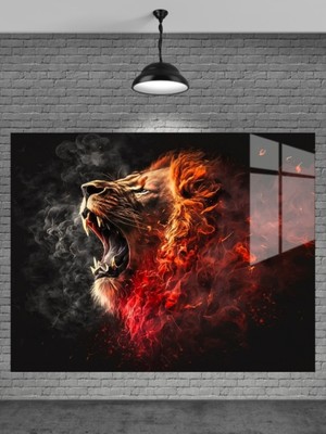 Marsilyan Kükreyen Aslan Cam Tablo Ev Dekorasyon,balkon Dekorasyonu,dekoratif,duvar Tablo,mutfak Tablo