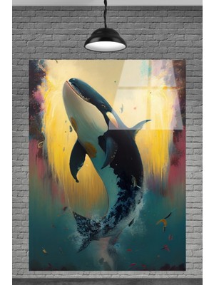 Marsilyan  3D Yunus Balığı Cam Tablosu