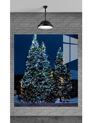 Marsilyan Muhteşem Yılbaşı Ağacı Temperli Cam Üzerine Tablo Sevgilinize Yılbaşı Hediye