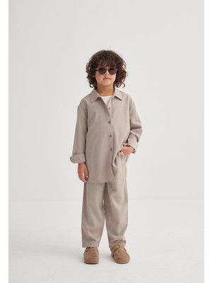 Cigit Gömlekli Tencel Takım 2-7 Yaş Bej