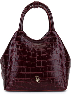 Tamer Tanca Kadın Suni Deri Bordo Kol Çantası 1003 2031 Bn Cnt SK25-26 Bordo Kroko