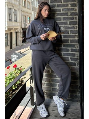 Madmext Füme Bisiklet Yaka Alt Üst Eşofman Takım MG2213