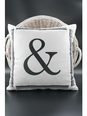 Storemax Harfli Kırlent Kılıfı Kadife 43X43 cm Çift Taraflı ile ve Sembolü Kedi Desenli Evlilik Teklifi