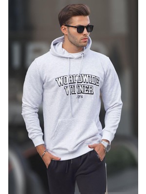 Madmext Karmelanj Baskılı Kapüşonlu Sweatshirt 6149