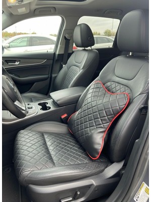 Stilcar Oto Aksesuar Premıum Ortopedik Deri Oto Sırt Minderi / Bel Desteği - Baklava Desenli Konforlu  Koltuk Yastığı