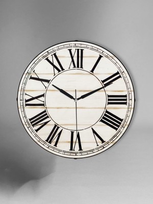 Storemax Exclucive Cam Serisi Mermer Desenli Roma Rakamlı Sessiz Akar Duvar Saati 30 cm