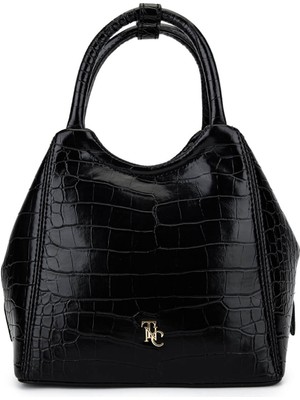 Tamer Tanca Kadın Suni Deri Siyah Kroko Kol Çantası 1003 2031 Bn Cnt SK25-26 Sıyah Kroko