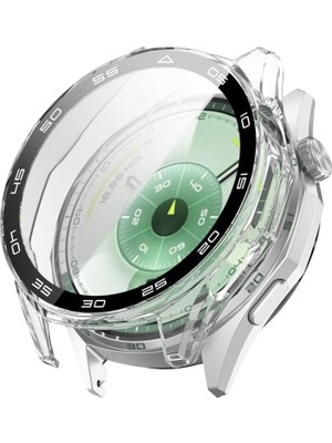 Storemax Serisi Için Dereceli Stil Sert Kasa Koruyucu Kılıf Pc Malzeme + Ekran Korumalı Çizilmeye Karşı Koruyan Dokunmatiği ve Görüntüyü Etkilemeyen Saat Koruyucu (Şeffaf, Gt6 46MM)