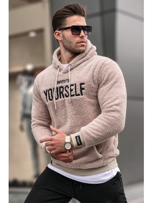 Madmext Kapşonlu Peluş Sweatshirt Camel 4390