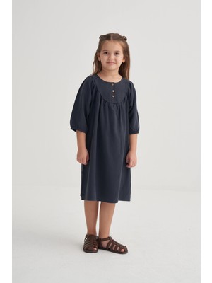 Cigit Tencel Robalı Elbise 2-7 Yaş Lacivert