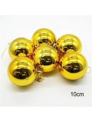 Empressco 6'lı Parlak Altın Top Yılbaşı Ağacı Süsü, 10CM, Şık ve Renkli Dekorasyon Aksesuarı