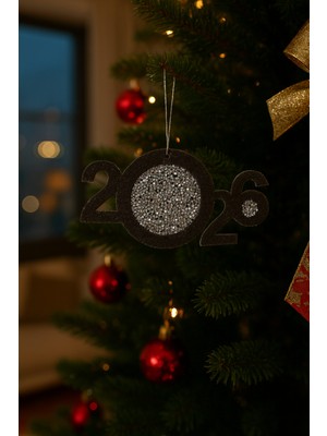 Empressco 12’li Taşlı Keçe Yılbaşı Ağacı Süsleri, 4 Renk, Çift Taraflı, Şık ve Renkli Set