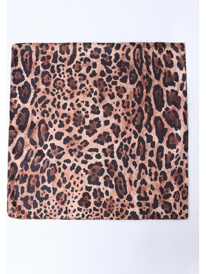 Jimmy Key Kahverengi Leopar Desenli Modern Eşarp