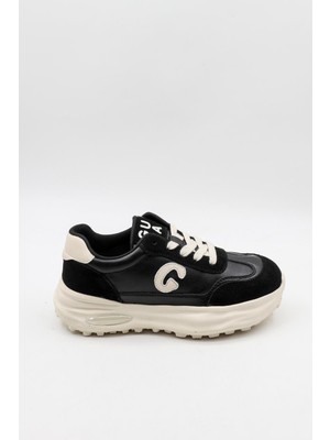 Guja Kadın Bağcıklı Kadın Deri Günlük Spor Ayakkabı GJ318 - Siyah - 36