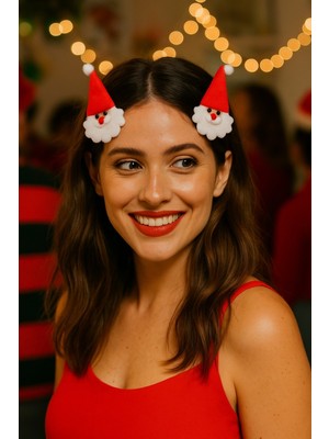Empressco Yılbaşı Temalı Kırmızı Şapkalı Keçe Noel Baba Tokası Çiftli Paket Sevimli Süsleme
