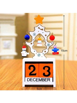 Empressco Beyaz Ahşap Yılbaşı Temalı Masa Takvimi, Küçük Objeli Dekorasyon Parçası
