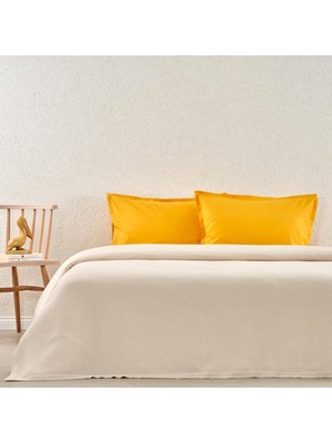 Storemax Plain Düz Viscoz - Pamuk Karışımı Pike Takımı, Sarı, Çift Kişilik