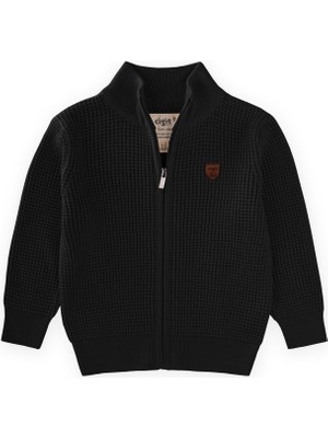 Cigit Selanik Fermuarlı Triko Hırka 2-11 Yaş Siyah