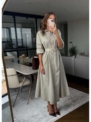 Kemerli Elbise Max Boyu 'flowline'