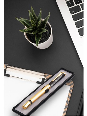 Hür Gold Isme Özel Roller Tükenmez Kalem Gold Detaylı Özel Kutulu/tüm Özel Günler Için (Siyah)