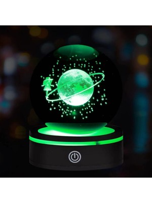 Mercansa Usb'li Satürnlü Kız Tasarımlı Dönen Cam Küre