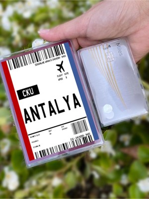 Uçak Bileti Antalya Desenli Universal Şeffaf Pasaport Kılıfı Model Tüm Ülke Pasaportlarına Uygun