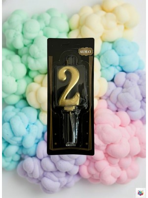 Metalik Gold Rakam Mum 2