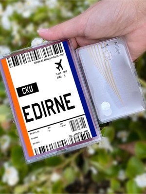 Uçak Bileti Edirne Desenli Universal Şeffaf Pasaport Kılıfı Model Tüm Ülke Pasaportlarına Uygun