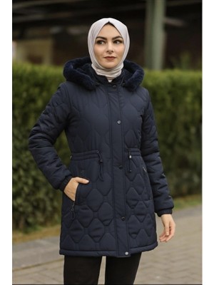 Semira Kadın Büyük Beden Nova Kumaş Astarlı  Kapitone Mont