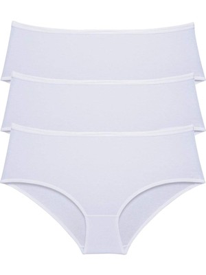 Marsilyan 3 Adet Kadın Yüksek Bel Bato Külot Beyaz