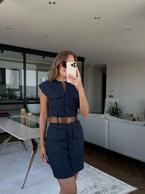 Keten Safari Elbise