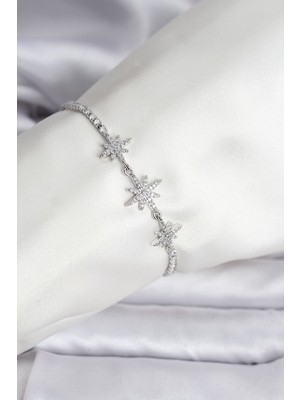 Maral Group Kutup Yıldızı Zirkon Taşlı Gümüş Renk Su Yolu Kadın Bileklik