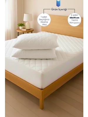 Formeya %100 Pamuk Kapitone Fitted  Su Sıvı Geçirmez Yatak Koruyucu Alez + 2 Adet Yastık Koruyucu Set
