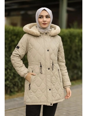 Semira Kadın Büyük Beden Nova Kumaş Astarlı  Kapitone Mont