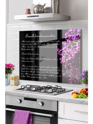 Marsilyan Premium Mutfak Cam Ocak Arkası Koruyucu | Bereket, Sofra,karınca Duası