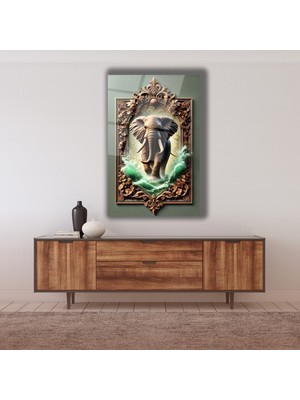 Marsilyan Mermer Arkaplan Altın Kartal Cam Tablo