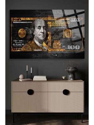 Marsilyan Amerikan Dolar Tasarımı Uv Baskılı Kırılmaz Cam Tablo, Ev ve Ofis Yüksek Çözünürlüklü 4mm Cam Tablo