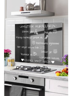 Marsilyan Premium Mutfak Cam Ocak Arkası Koruyucu Tezgah Ankastre Arkası Koruyucu 50X50CM | Mutfak Kuralları