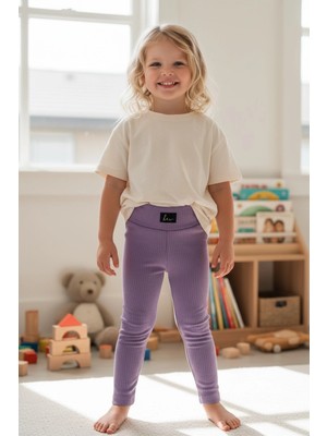 Sarakids 7-8 Yaş Kız Çocuk Şardonlu Tayt – Lila