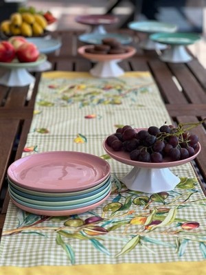 Megg Rengarenk Soft Pudra Pembe Ayaklı Meyvelik Sunum Kasesi Kek Standı  Çap 21CM Yükseklik 10 cm