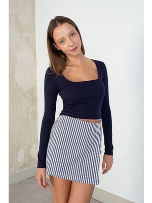 LaSunza Kare Yaka Kaliteli Buzzy Kumaş Badi