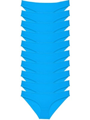 Marsilyan 10 Adet Süper Eko Set Likralı Kadın Slip Külot Mavi