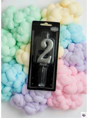 Metalik Silver Rakam Mum 2